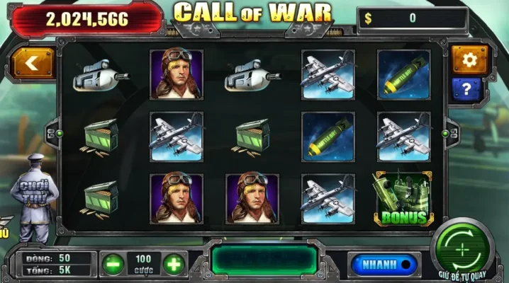 Call Of War là trò chơi slot với chủ đề chiến tranh